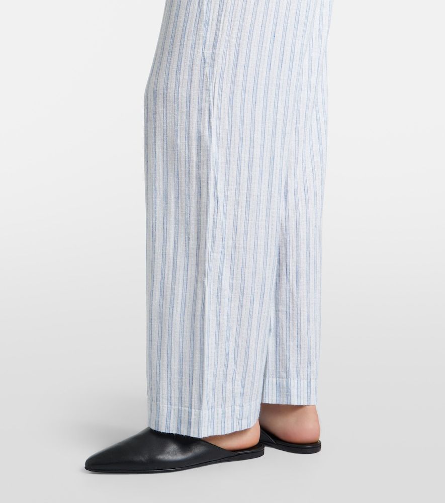 Pantalones anchos Evony en mezcla de algodón y lino a rayas - Velvet - Modalova