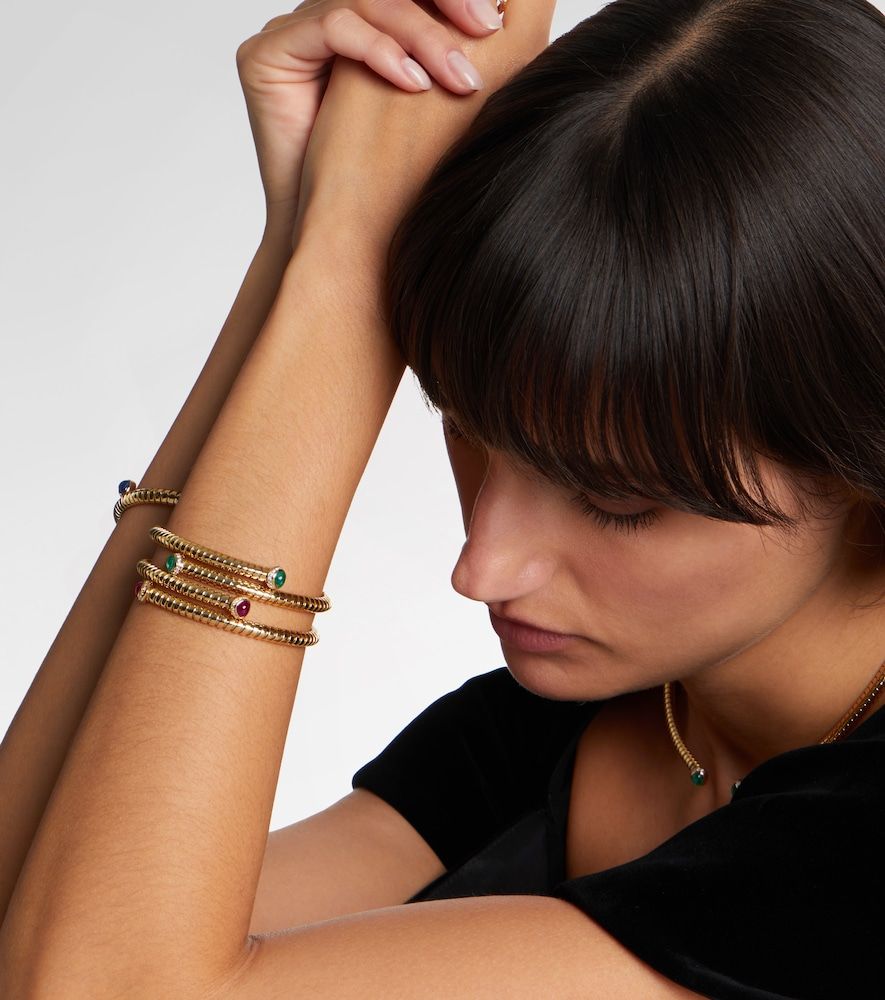 Bracciale rigido Trisolina Dolce in 18kt con smeraldi e diamanti - Marina B - Modalova