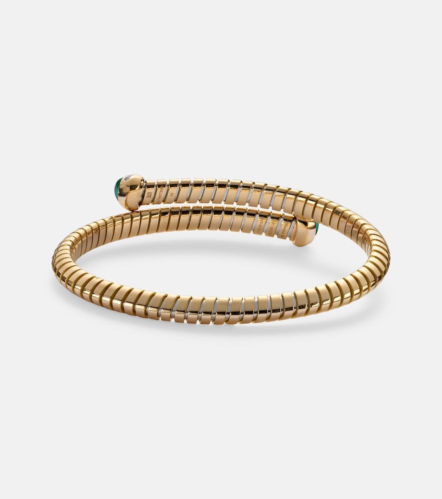 Bracciale rigido Trisolina Dolce in 18kt con smeraldi e diamanti - Marina B - Modalova