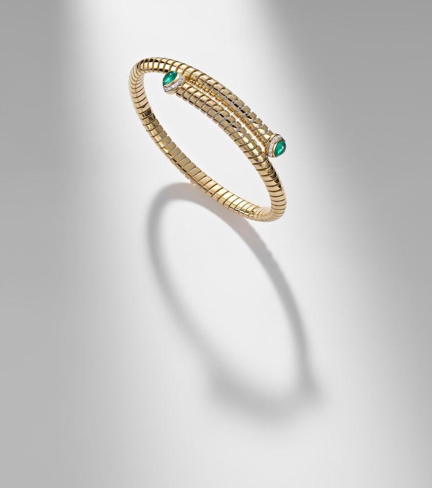 Bracciale rigido Trisolina Dolce in 18kt con smeraldi e diamanti - Marina B - Modalova