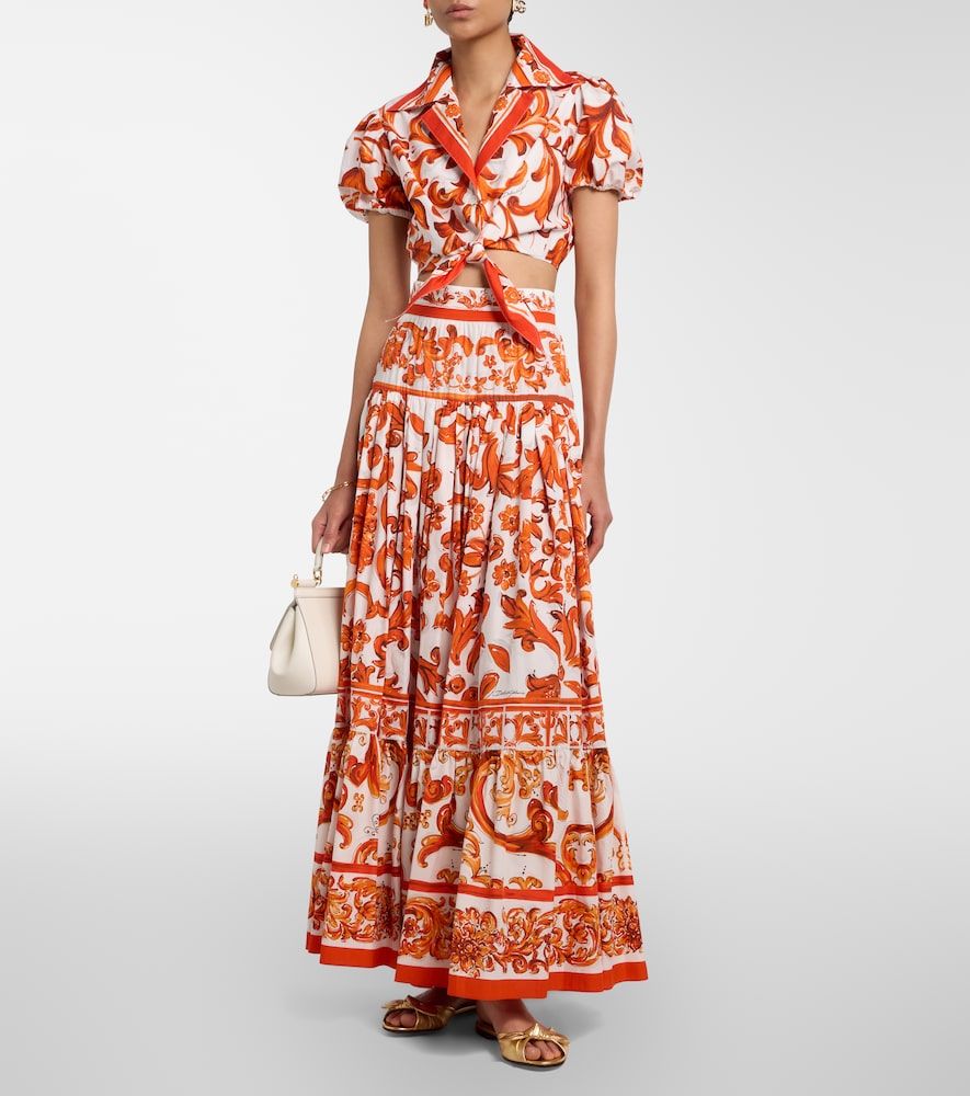 Falda larga Majolica de popelín de algodón - Dolce&Gabbana - Modalova