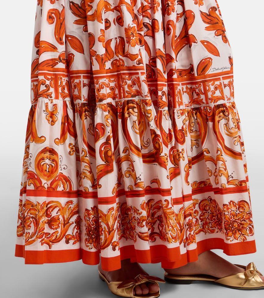 Falda larga Majolica de popelín de algodón - Dolce&Gabbana - Modalova