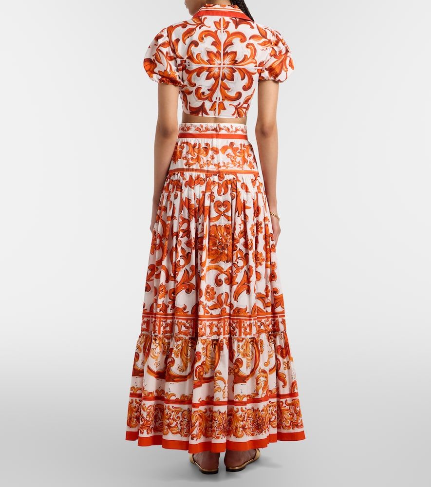 Falda larga Majolica de popelín de algodón - Dolce&Gabbana - Modalova