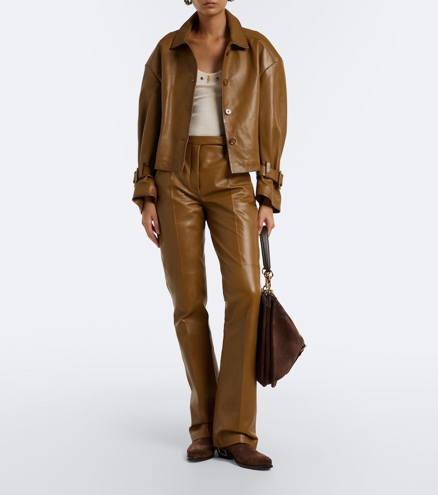 Pantalones flared de piel - Dorothee Schumacher - Modalova