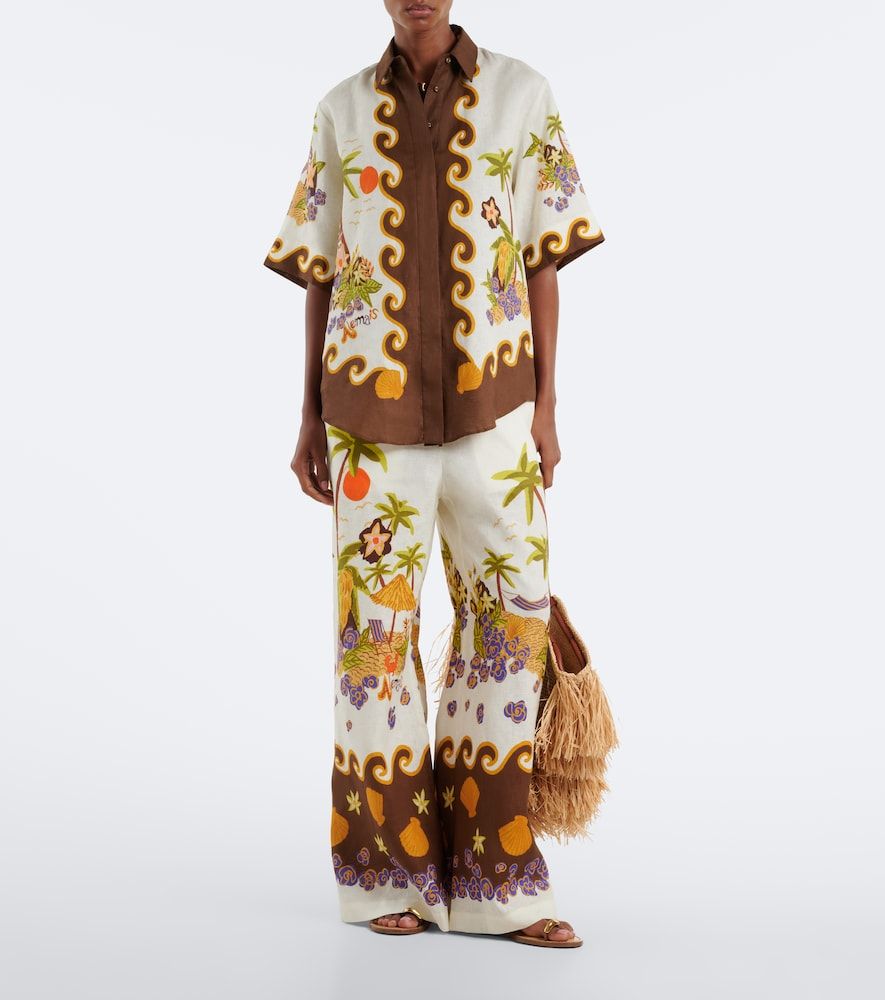 Island Cove printed linen wide-leg pants - Alemais - Modalova