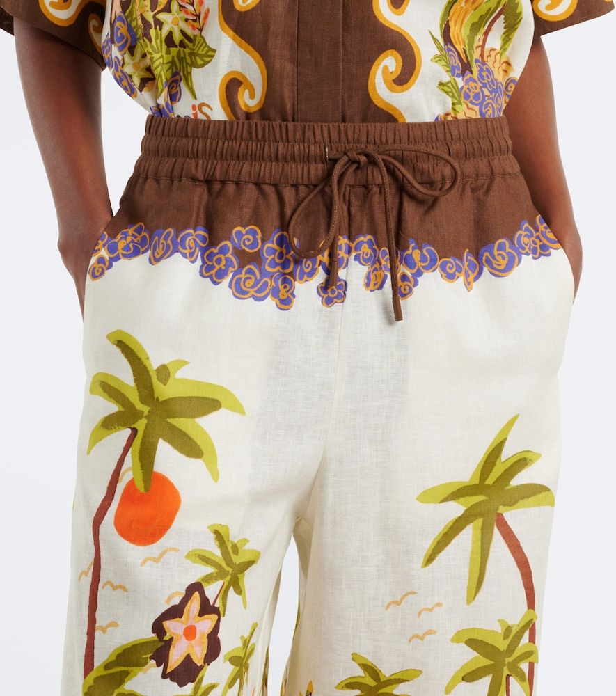 Island Cove printed linen wide-leg pants - Alemais - Modalova