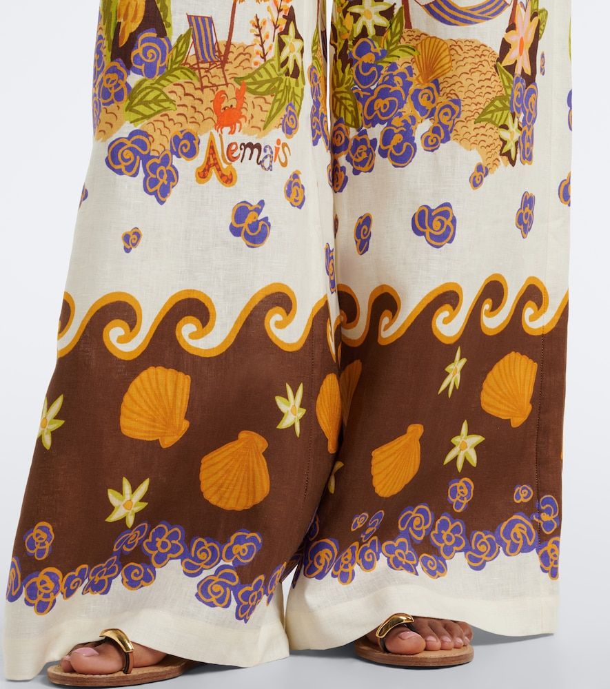 Island Cove printed linen wide-leg pants - Alemais - Modalova