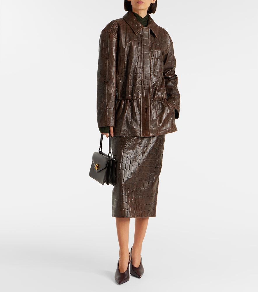 Loretta croc-effect leather pencil skirt - Emilia Wickstead - Modalova