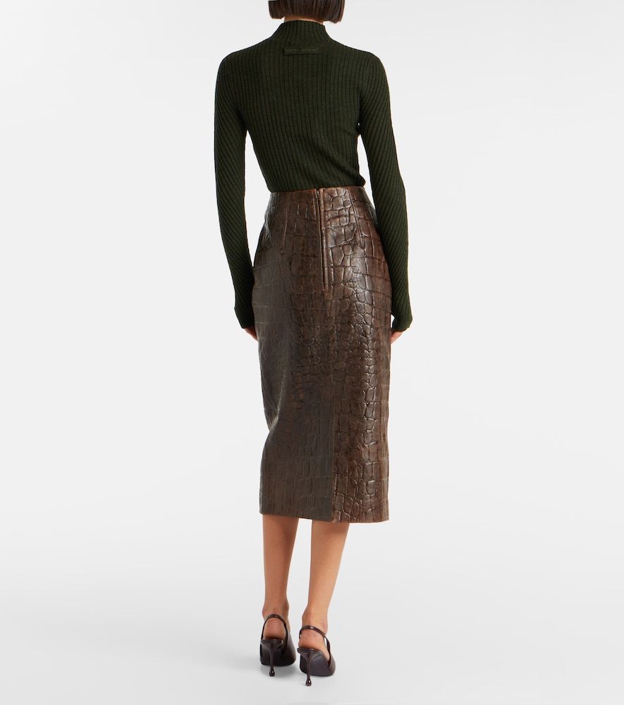 Loretta croc-effect leather pencil skirt - Emilia Wickstead - Modalova