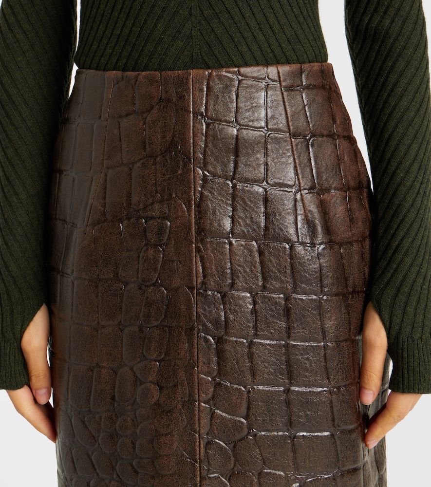 Loretta croc-effect leather pencil skirt - Emilia Wickstead - Modalova