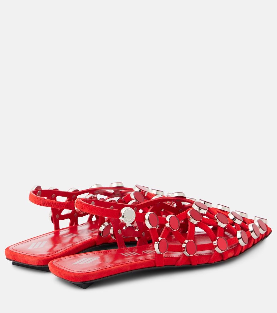 Slingback-Ballerinas Grid aus Veloursleder mit Nieten - The Attico - Modalova