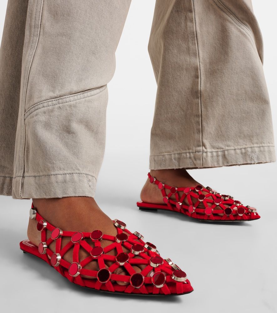 Slingback-Ballerinas Grid aus Veloursleder mit Nieten - The Attico - Modalova