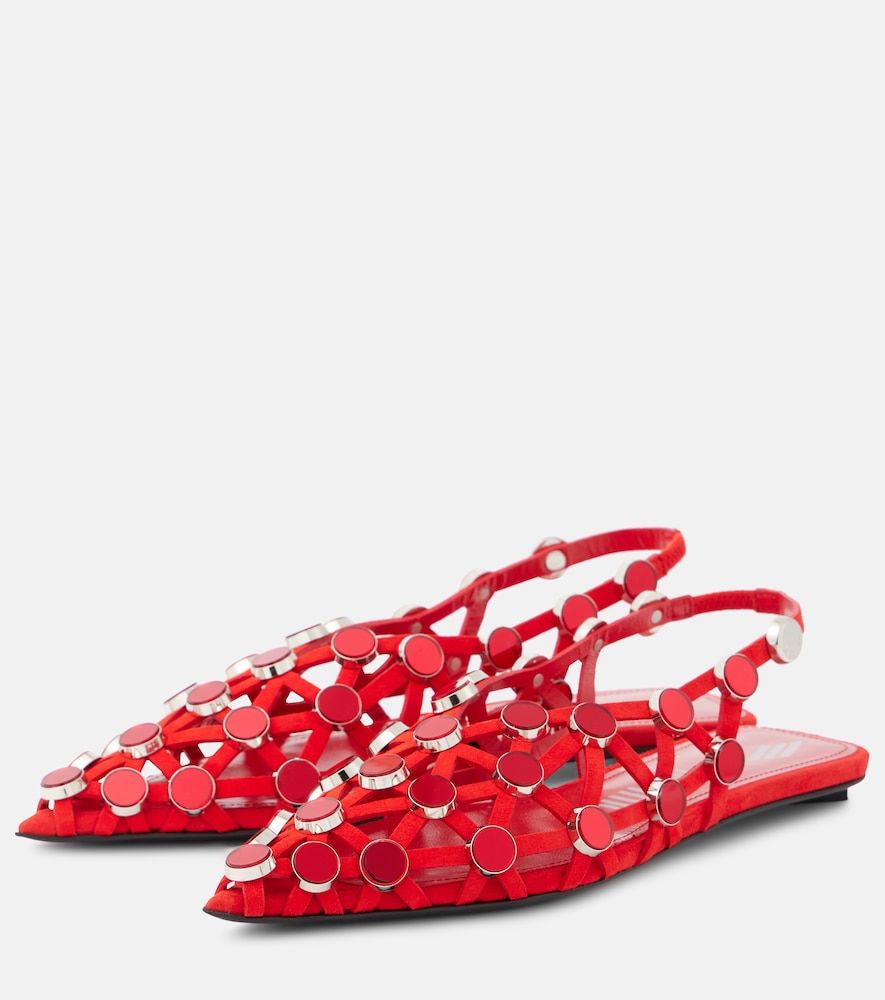 Slingback-Ballerinas Grid aus Veloursleder mit Nieten - The Attico - Modalova