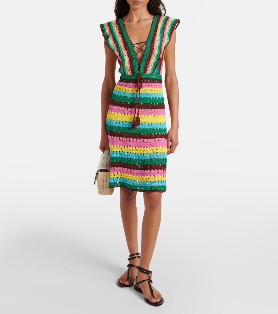Striped crochet cotton minidress - Anna Kosturova - Modalova