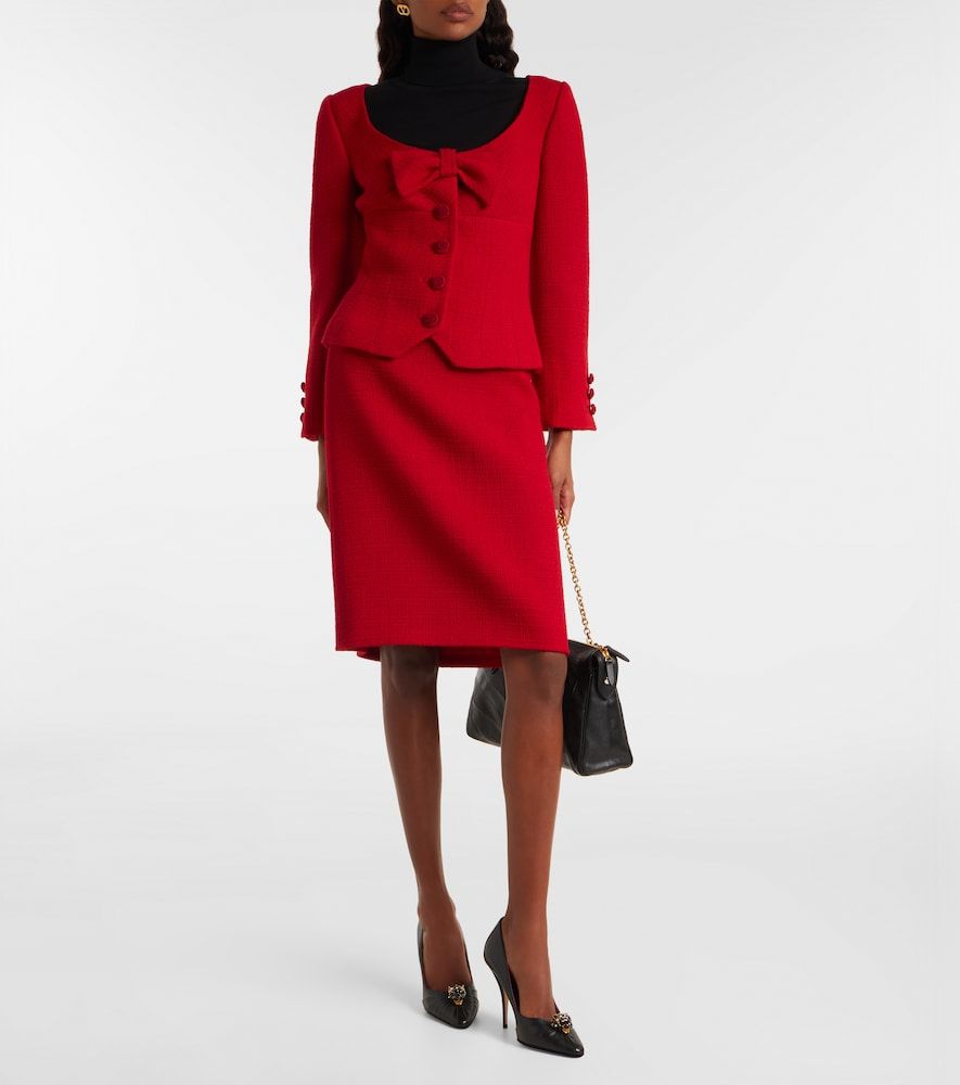 High-rise wool-blend tweed pencil skirt - Valentino - Modalova