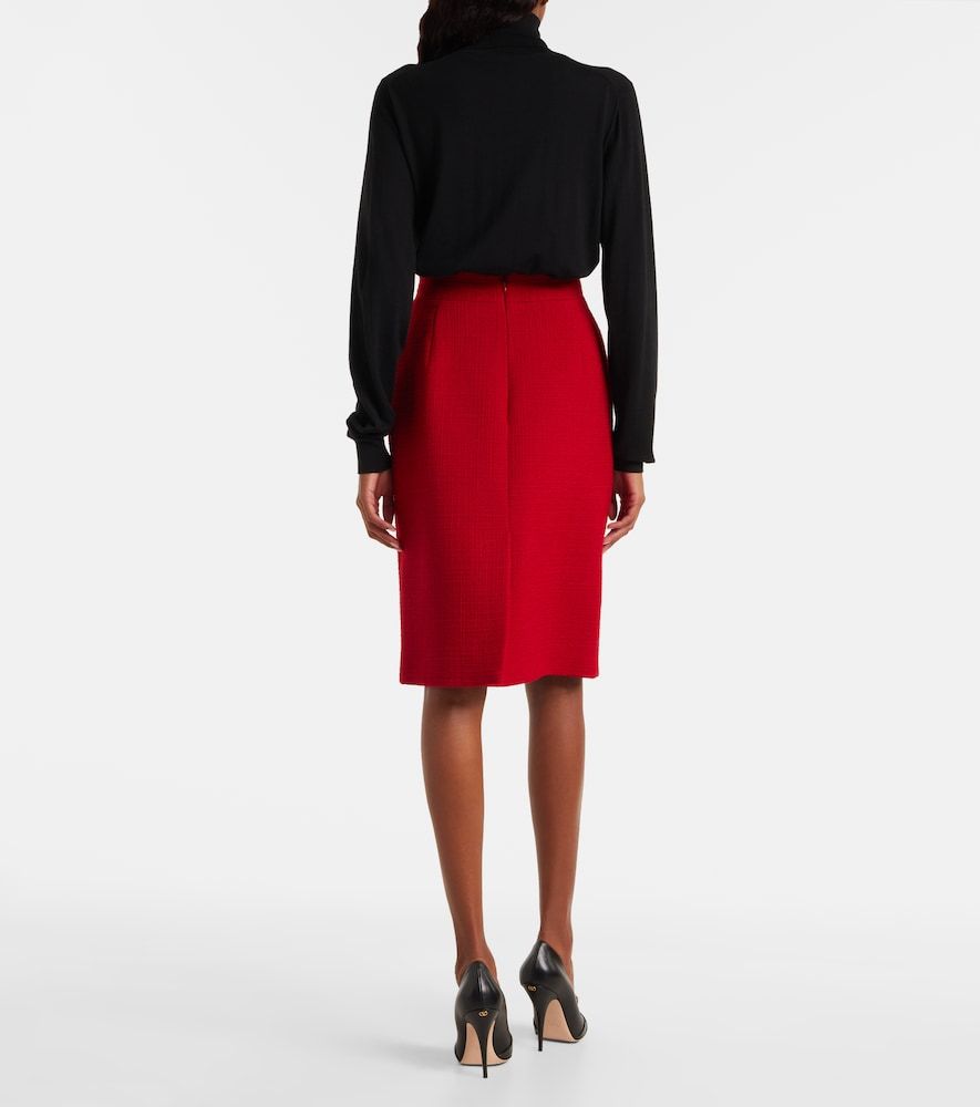 High-rise wool-blend tweed pencil skirt - Valentino - Modalova