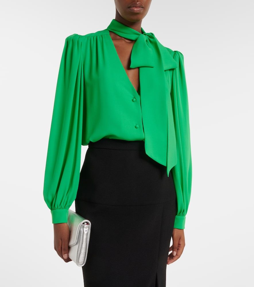 Tie-neck silk georgette blouse - Valentino - Modalova