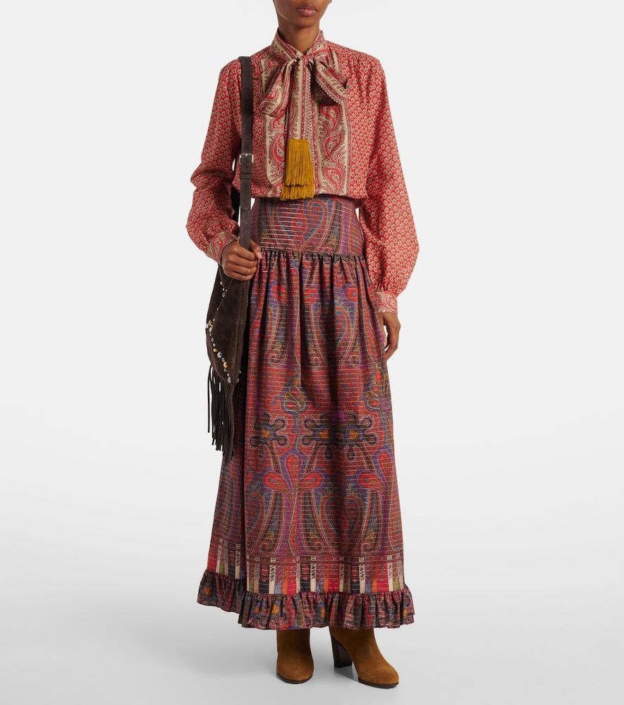 Paisley high-rise cotton maxi skirt - Valentino - Modalova
