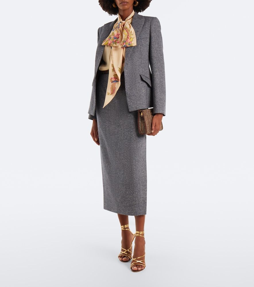Wool and silk-blend pencil skirt - Etro - Modalova