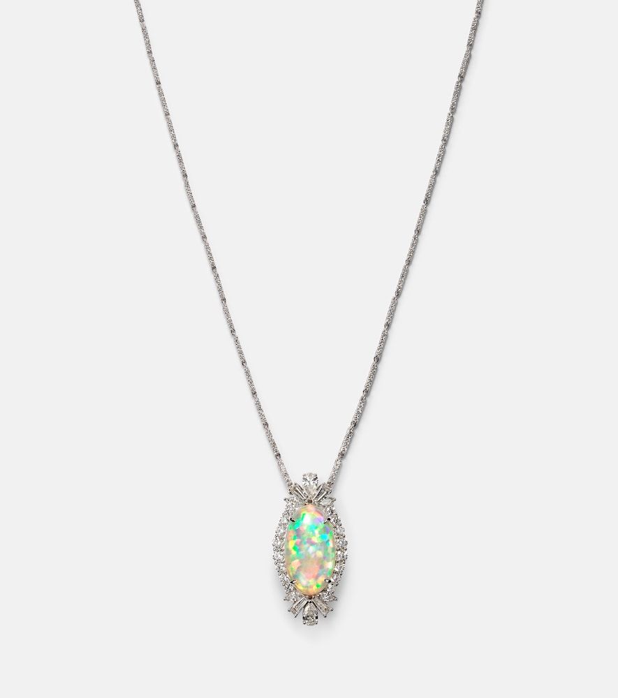 Collar Reign Supreme de oro blanco de 18 ct con diamantes y ópalo - Yeprem - Modalova