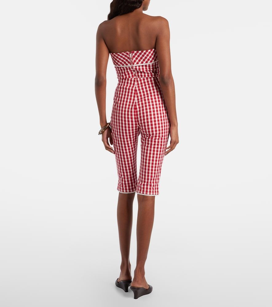 Ebony gingham lace-trimmed cotton-blend capri pants - Posse - Modalova
