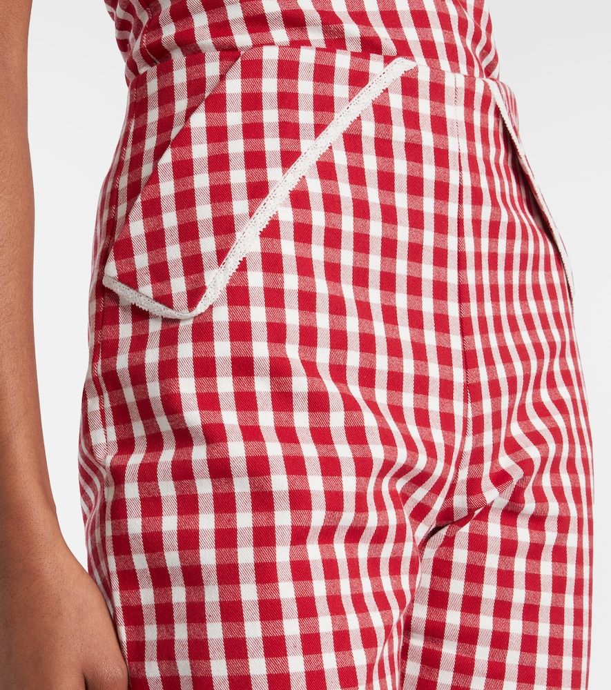 Ebony gingham lace-trimmed cotton-blend capri pants - Posse - Modalova