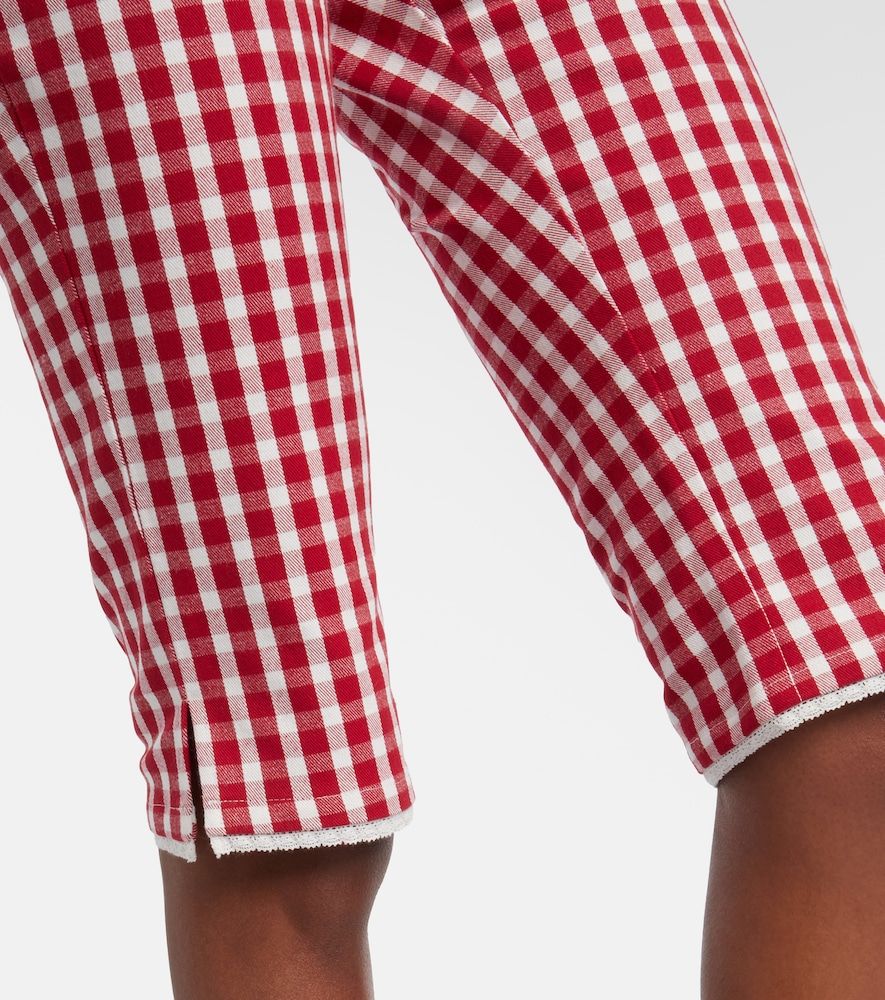 Ebony gingham lace-trimmed cotton-blend capri pants - Posse - Modalova