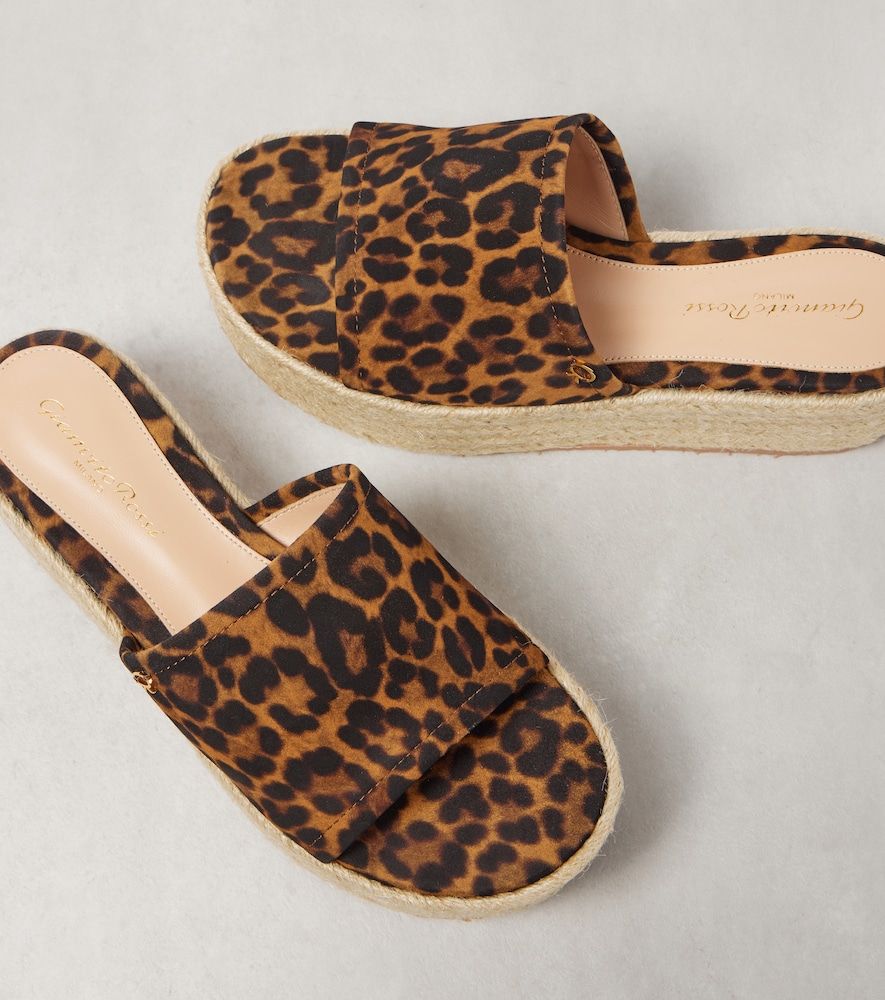 Leopard-print suede espadrille slides - Gianvito Rossi - Modalova