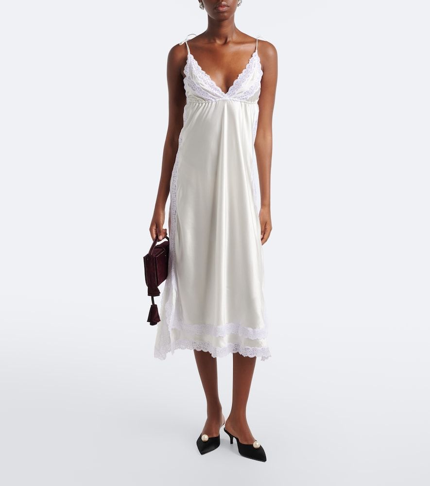 Abito sottoveste in satin di seta con pizzo - Magda Butrym - Modalova