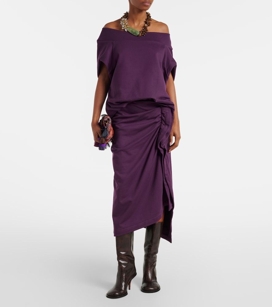 Falda midi de jersey de algodón con volantes - Dries Van Noten - Modalova