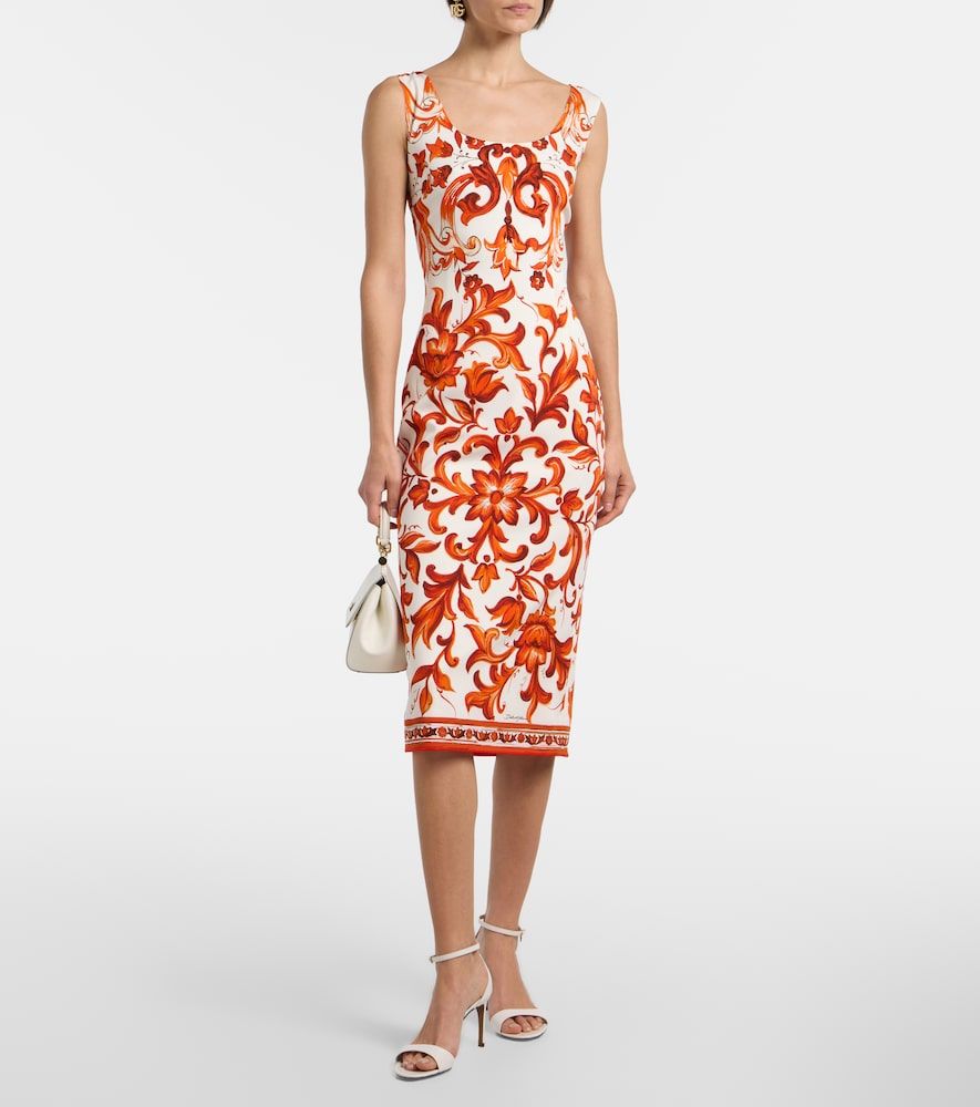 Vestido midi Majolica en mezcla de seda - Dolce&Gabbana - Modalova