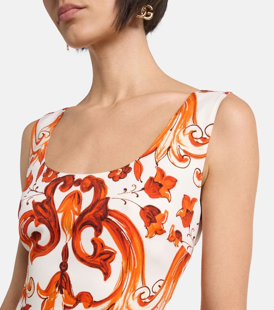 Vestido midi Majolica en mezcla de seda - Dolce&Gabbana - Modalova