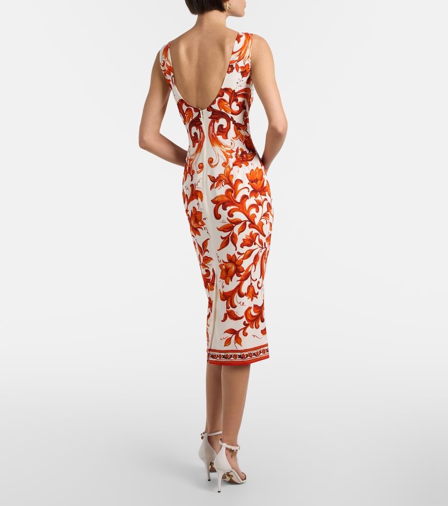 Vestido midi Majolica en mezcla de seda - Dolce&Gabbana - Modalova
