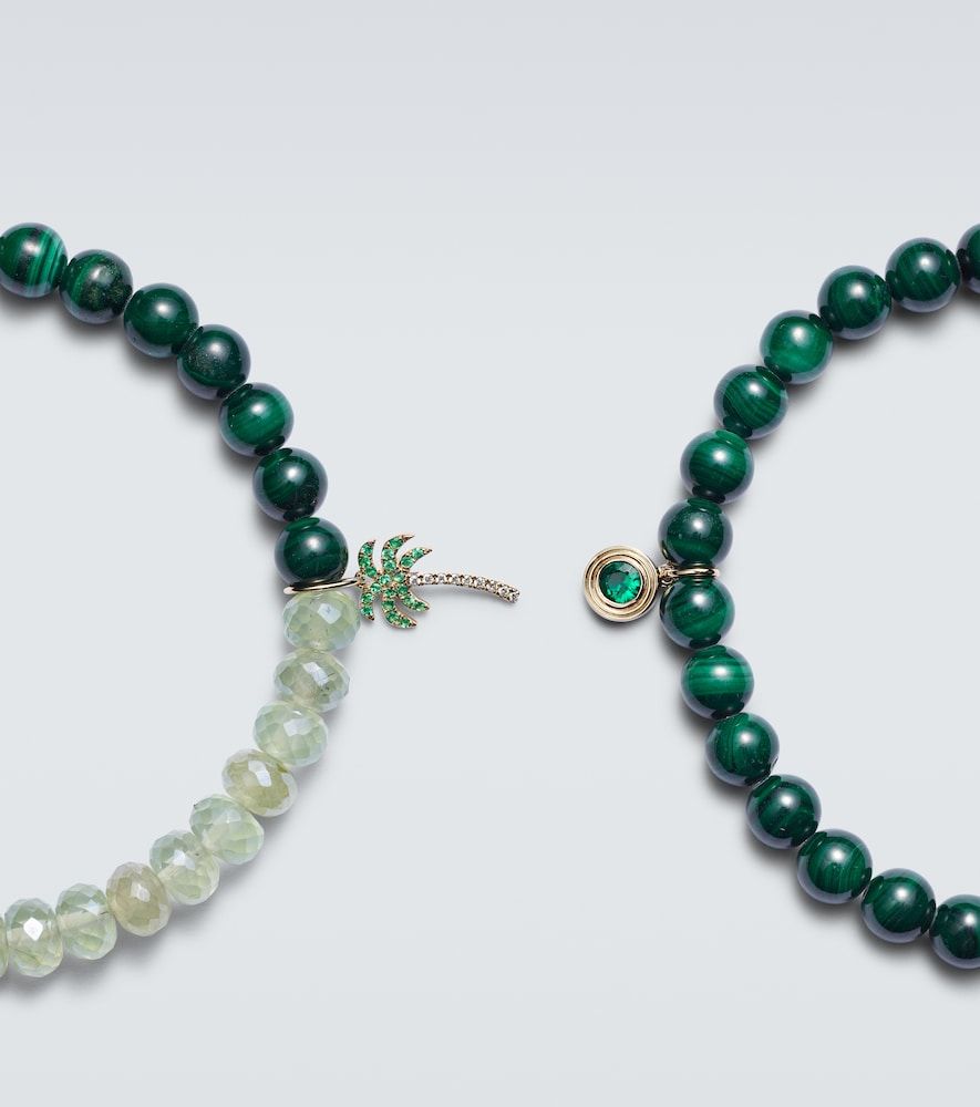 Set de 2 pulseras de cuentas de oro de 14 ct (585/1000) con esmeraldas y diamantes - Sydney Evan - Modalova