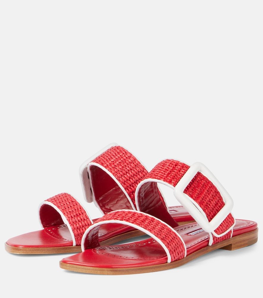 Sandalen Tituba aus Raffiabast mit Leder - Manolo Blahnik - Modalova