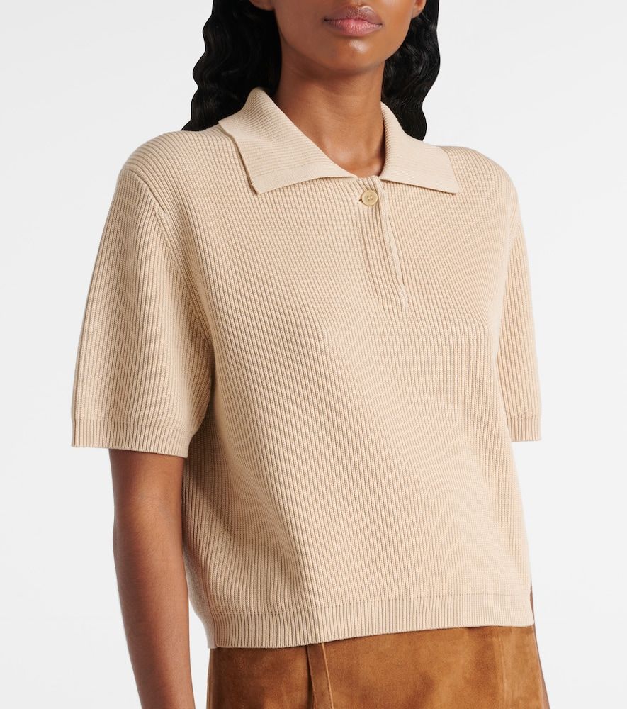 Polo in maglia di seta e cotone a coste - Vince - Modalova
