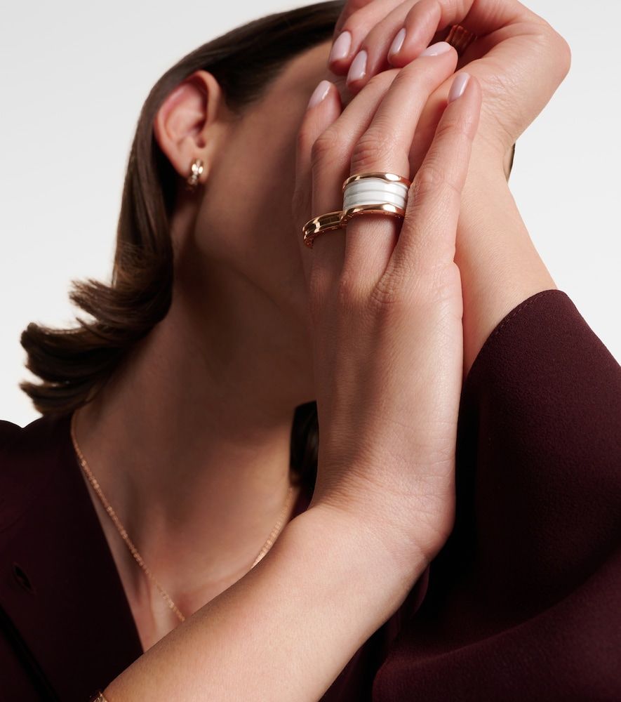 Anillo B.zero1 de oro rosa de 18 ct y cerámica - Bvlgari - Modalova