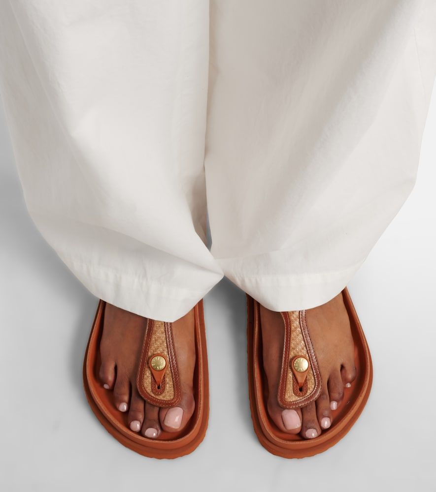 Gizeh leather-trimmed woven thong sandals - Birkenstock 1774 - Modalova