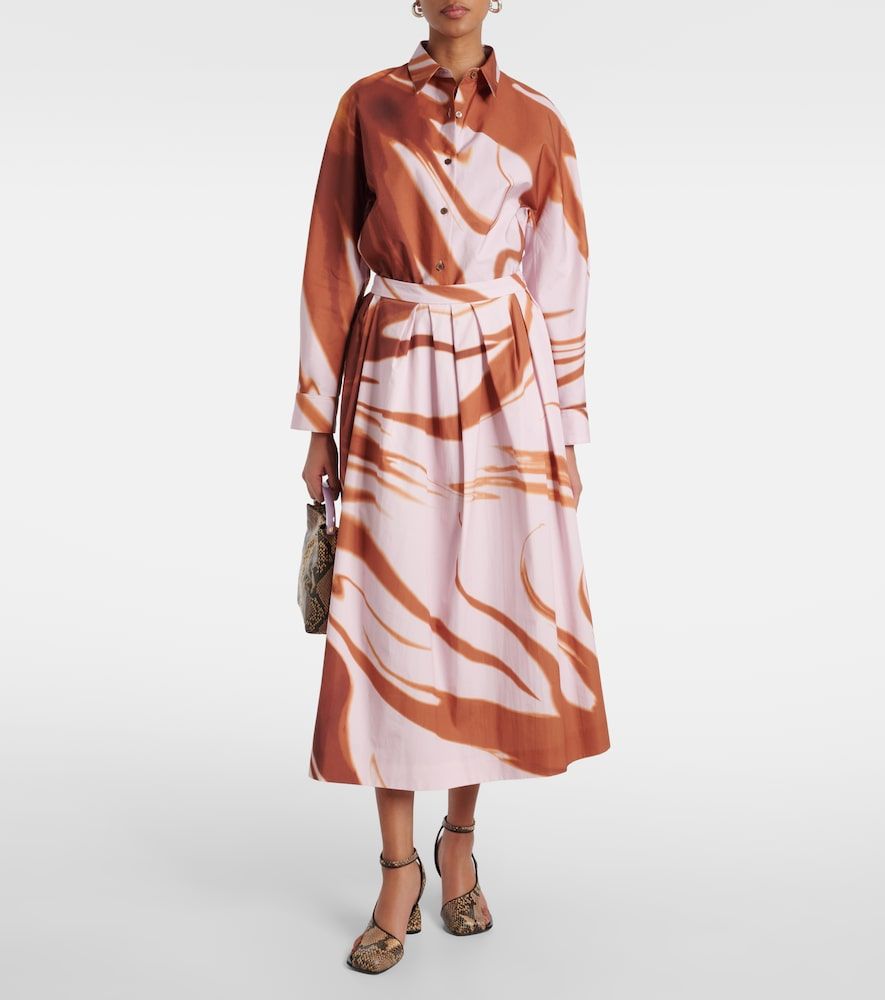 Gonna midi in cotone con stampa - Dries Van Noten - Modalova