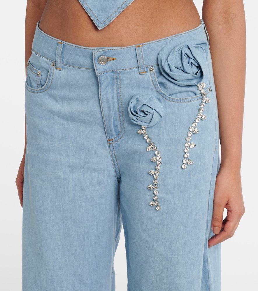 Area Wide-Leg Jeans mit Kristallen - Area - Modalova