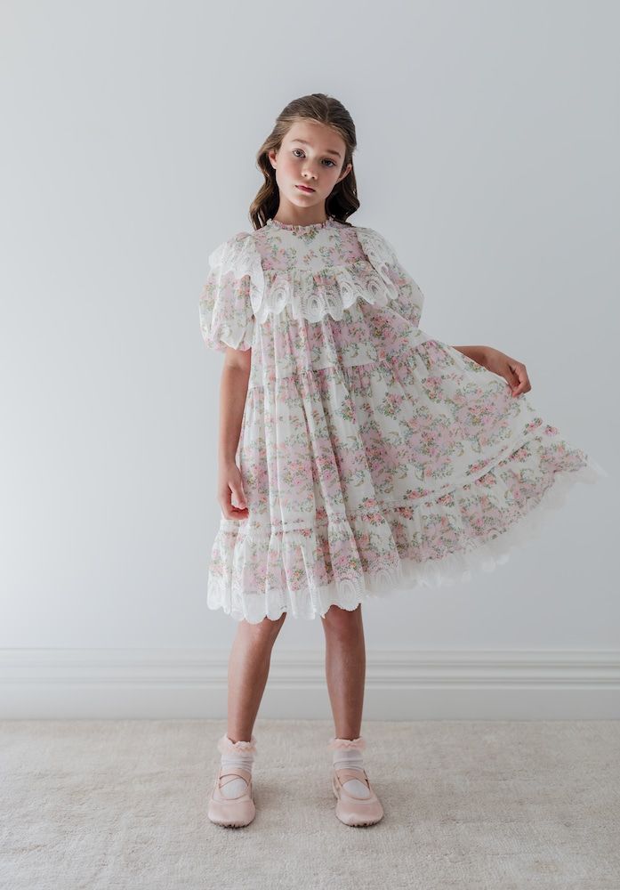 Vestido de algodón floral con encaje - Petite Amalie - Modalova