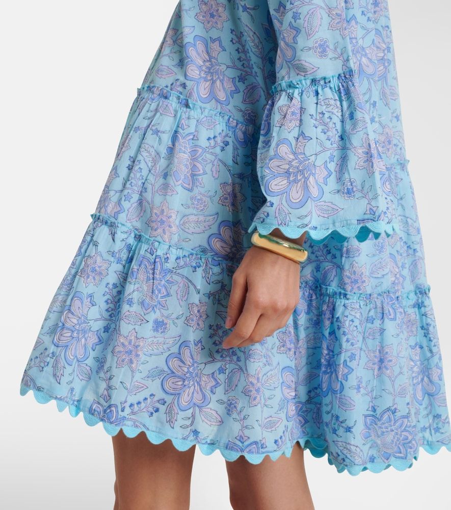 Vestido corto de algodón floral festoneado - Juliet Dunn - Modalova
