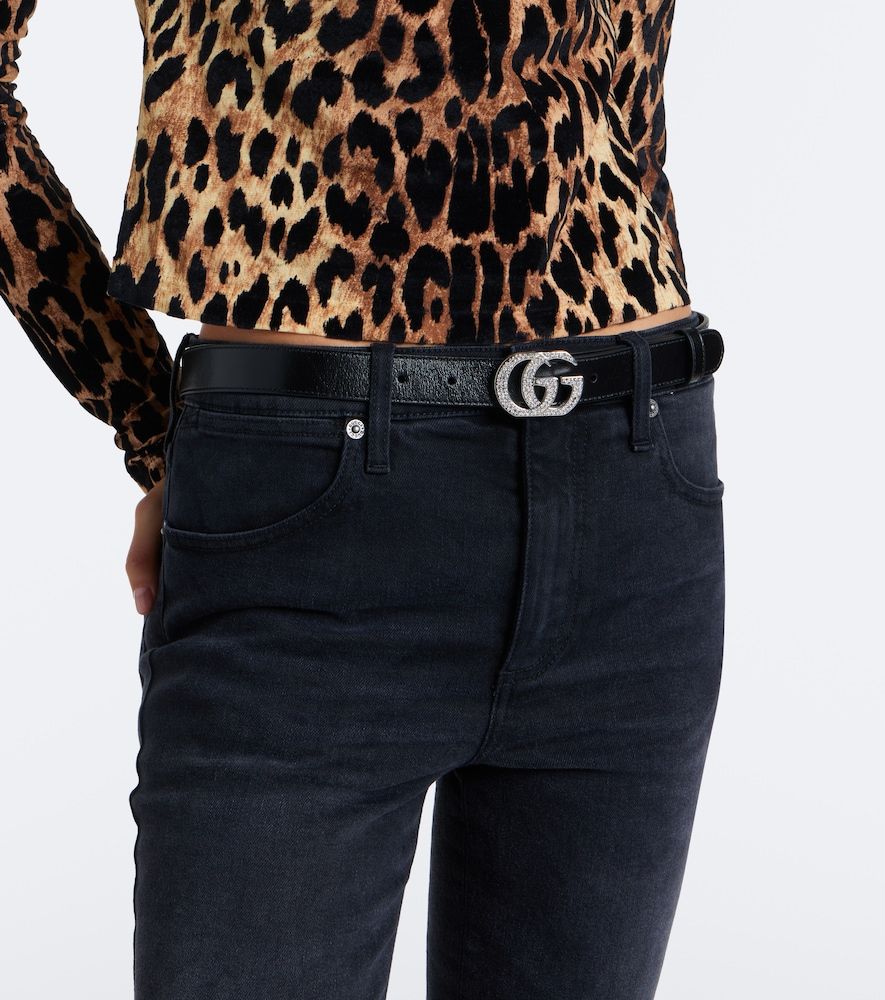 Gürtel Double G aus Leder mit Kristallen - Gucci - Modalova