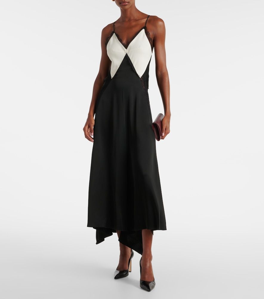 Abito sottoveste in satin crêpe con pizzo - Victoria Beckham - Modalova