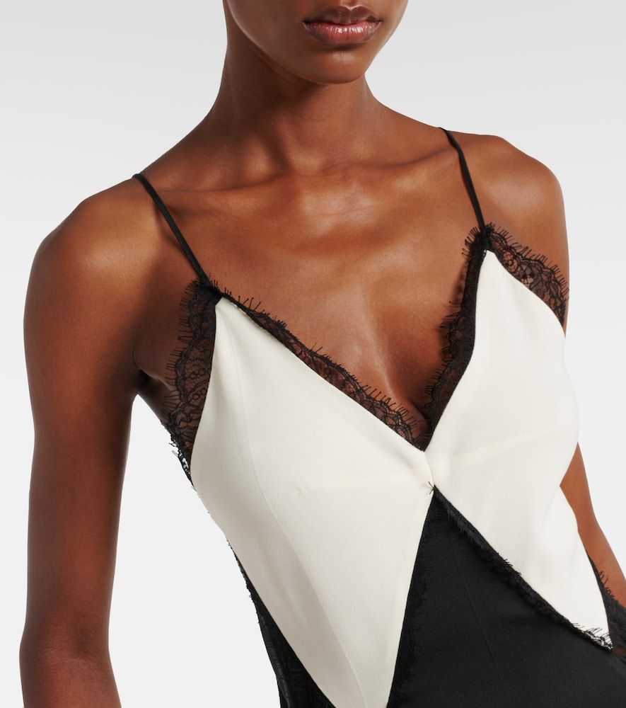 Abito sottoveste in satin crêpe con pizzo - Victoria Beckham - Modalova