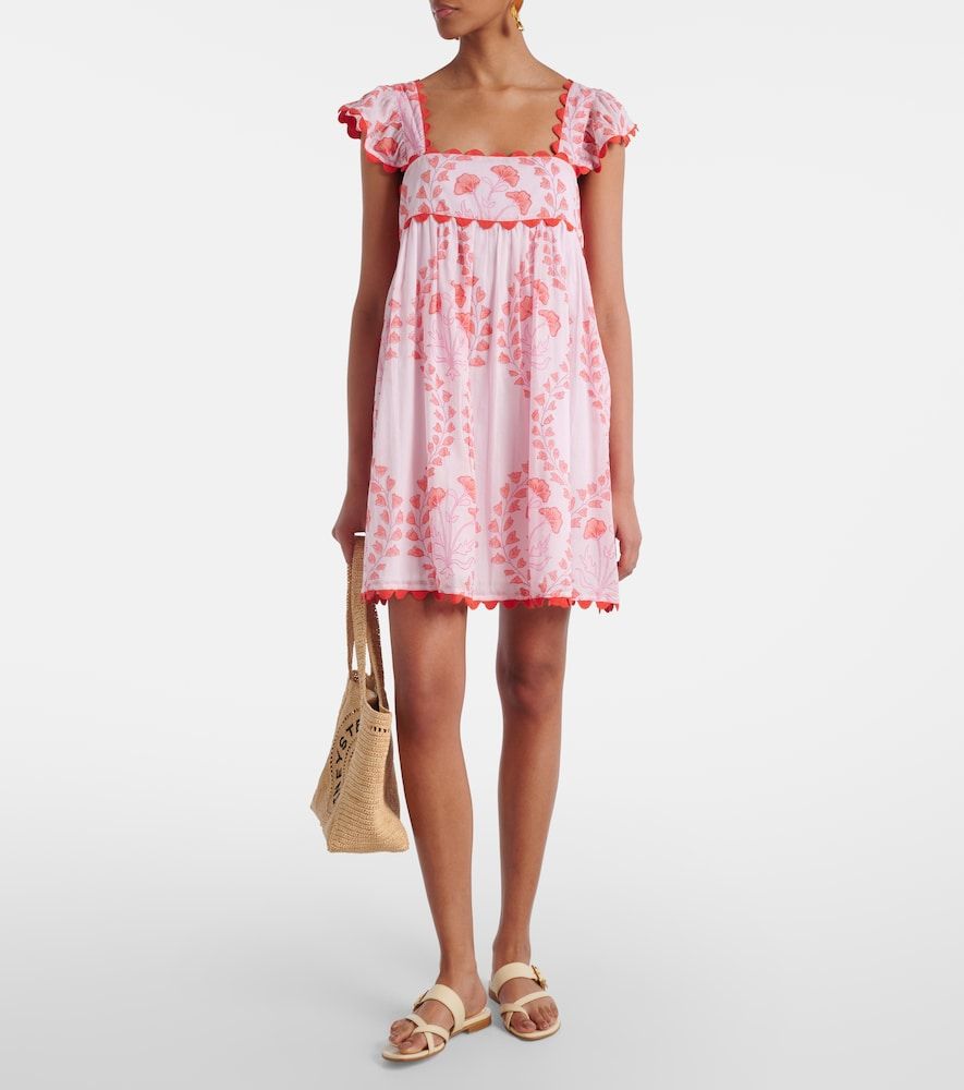 Vestido corto de algodón estampado - Juliet Dunn - Modalova