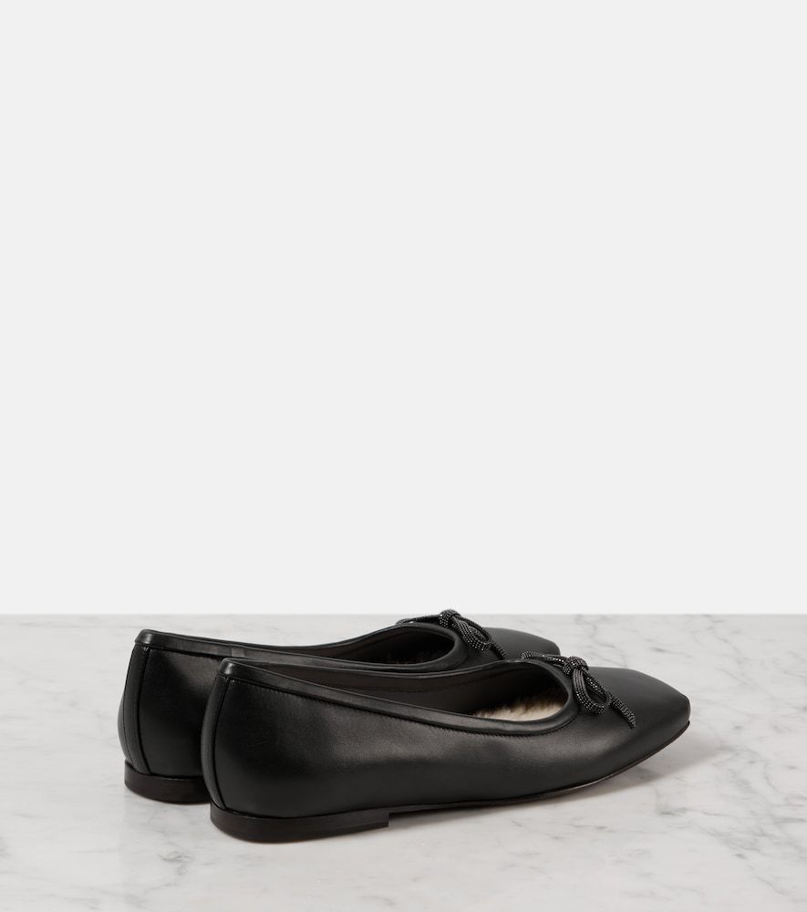 Monili bow-detail leather ballet flats - Brunello Cucinelli - Modalova