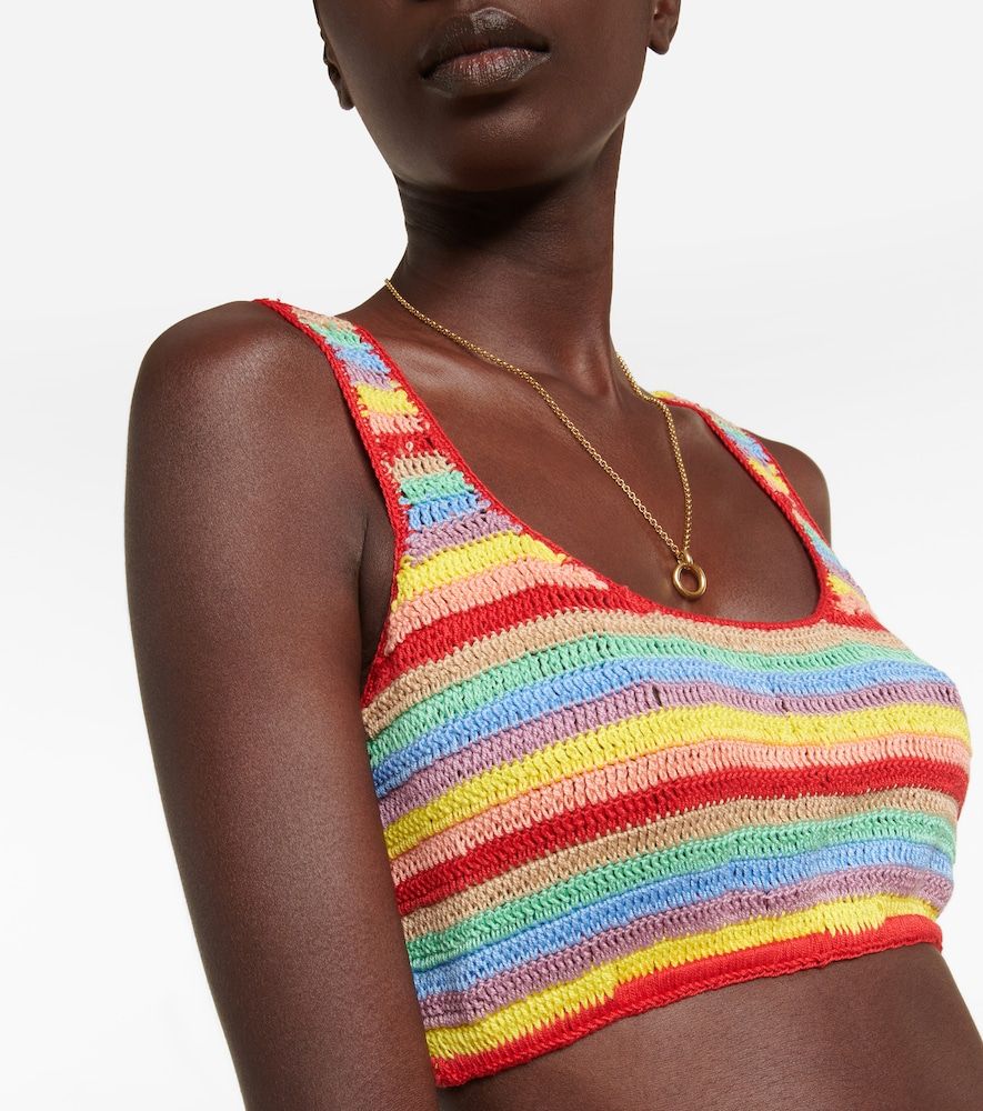 Striped crocheted cotton crop top - Anna Kosturova - Modalova