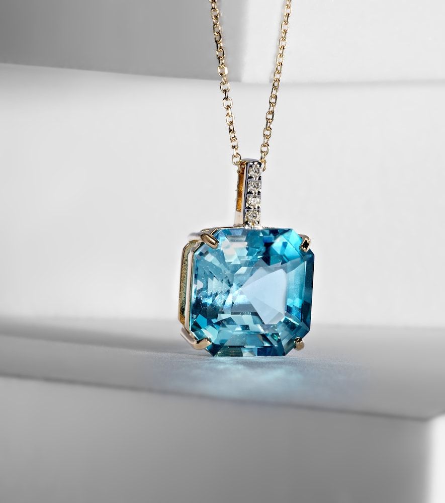 Collar de oro de 14 ct de topacio y diamantes - Mateo - Modalova