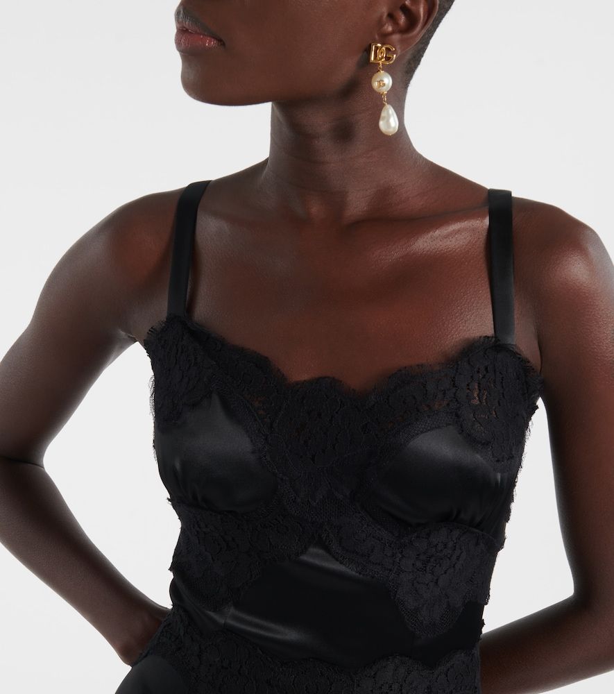 Abito sottoveste in raso con pizzo - Dolce&Gabbana - Modalova